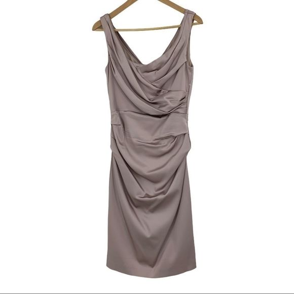 Ivy & Blu Dress Sz 6 9368 Ruche Stretch Satin - Picture 1 of 12
